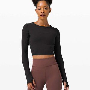 Lululemon Wunder Train Cropped Long Sleeve - Black - Size 6
